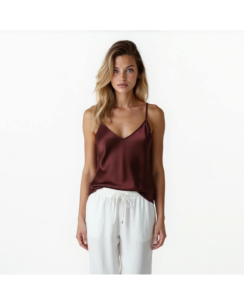Haris Cotton Brown Ecovero Viscose Tank Top Chocolate
