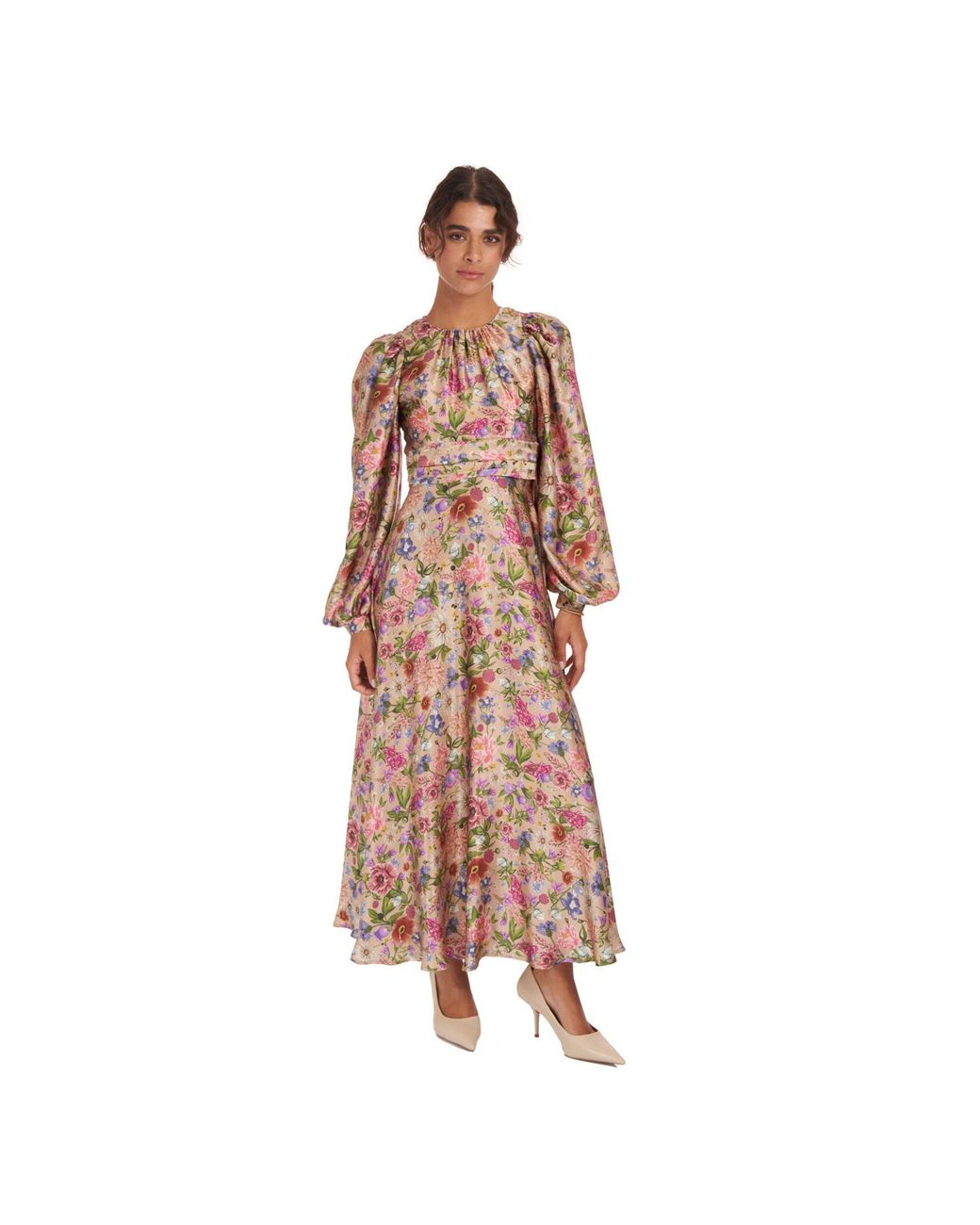 Sofia Tsereteli Pink Garden Treasure Silk Satin Dress