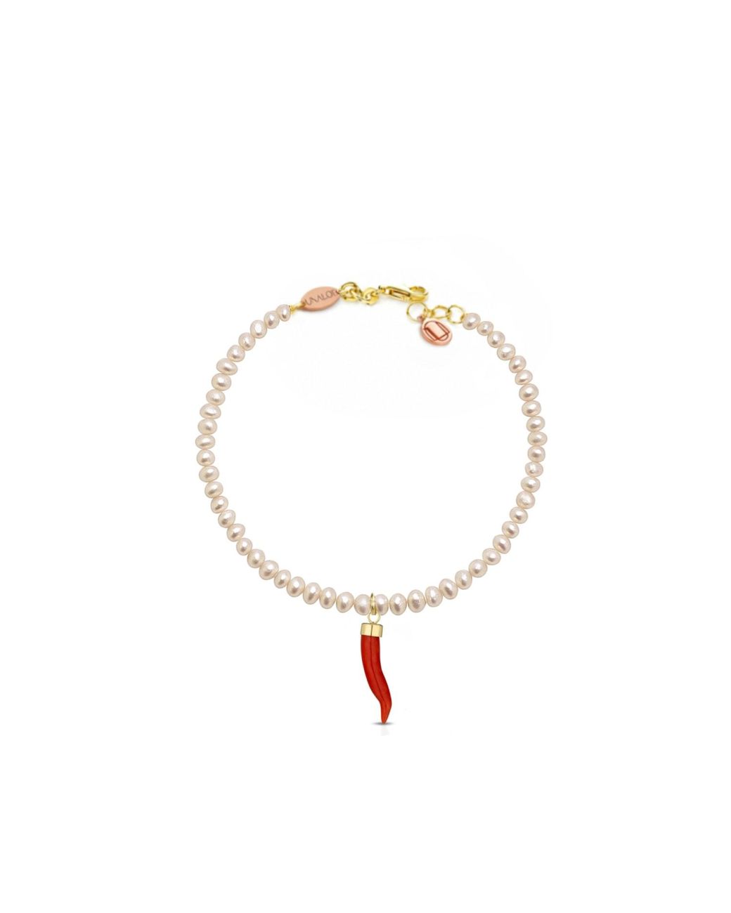 Unaloe Metallic Vermeil Baroque Pearl Cornicello Charm Bracelet For – Adjustable Meaningful Jewelry