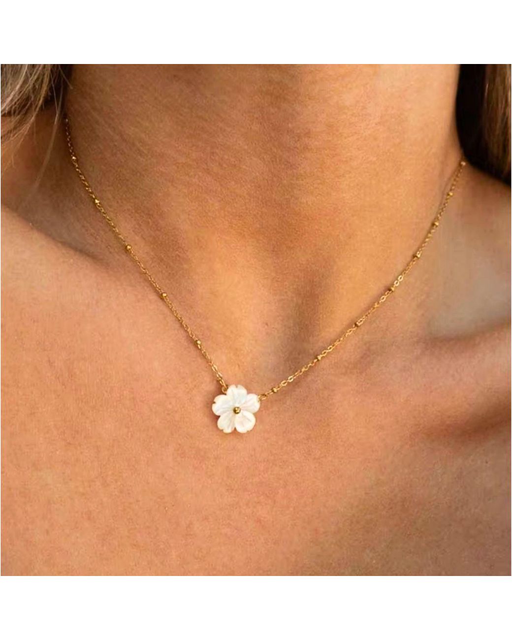 Olivia Le Metallic Flora Pearl Flower Necklace