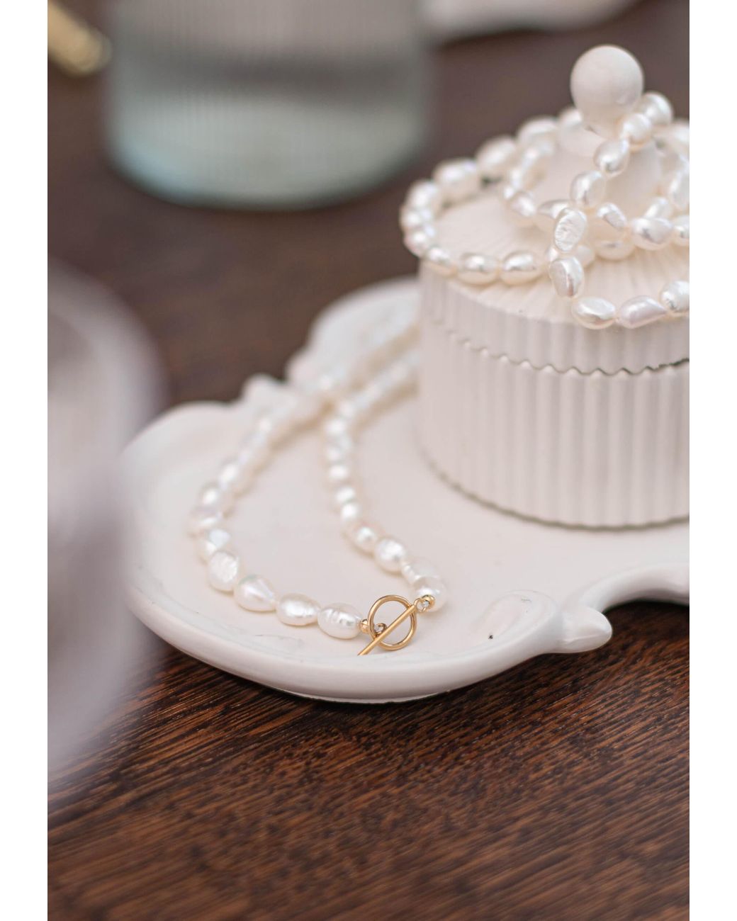 Katy Faye Metallic Chantal Pearl Necklace