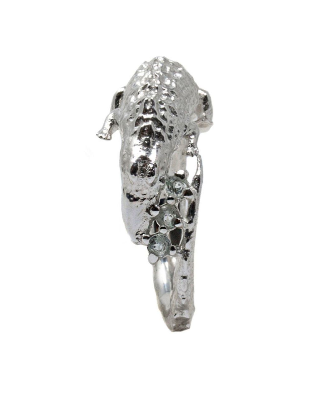NASI SILVER Metallic Chunky Kroko Delios Crocodile Ring