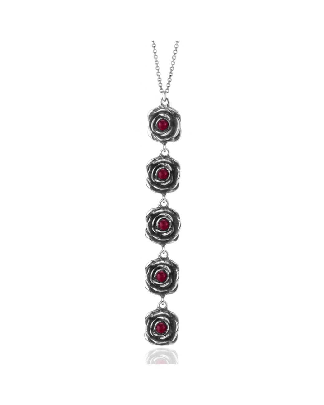 Unaloe Metallic Five Ruby Rose Necklace