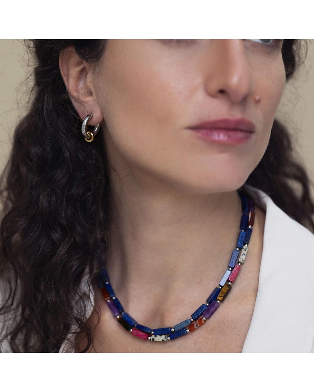 Kybele Studio White Mini Dual Tone Hoops