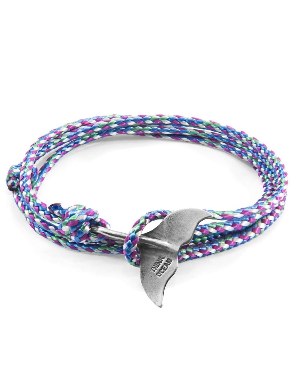 Anchor and Crew Blue Recycled Rope Whale Tail Bracelet