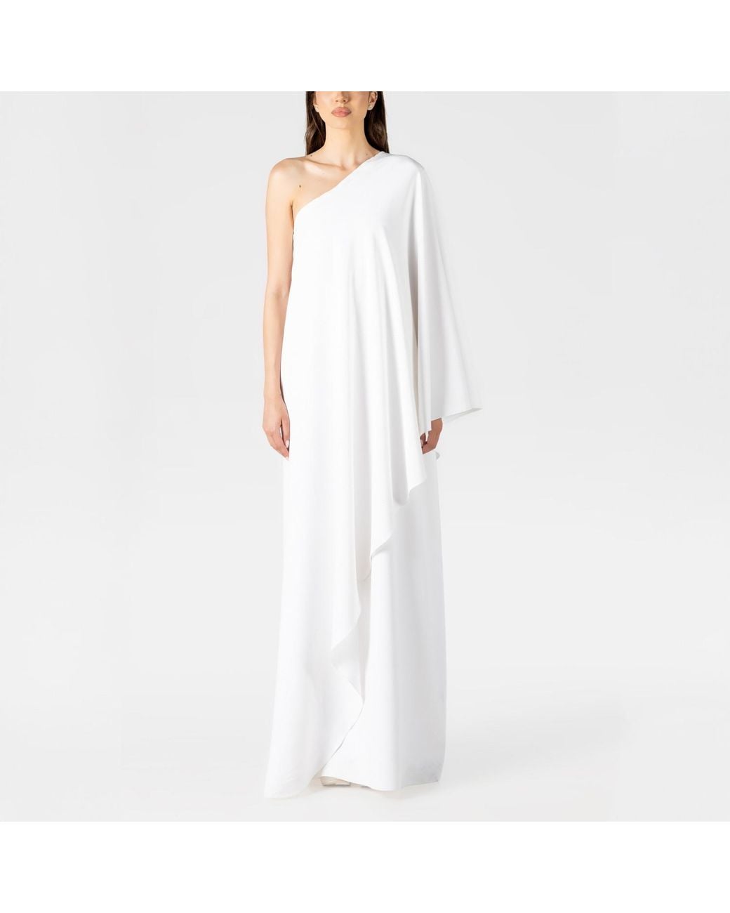 LIA ARAM White Mono Drape Gown