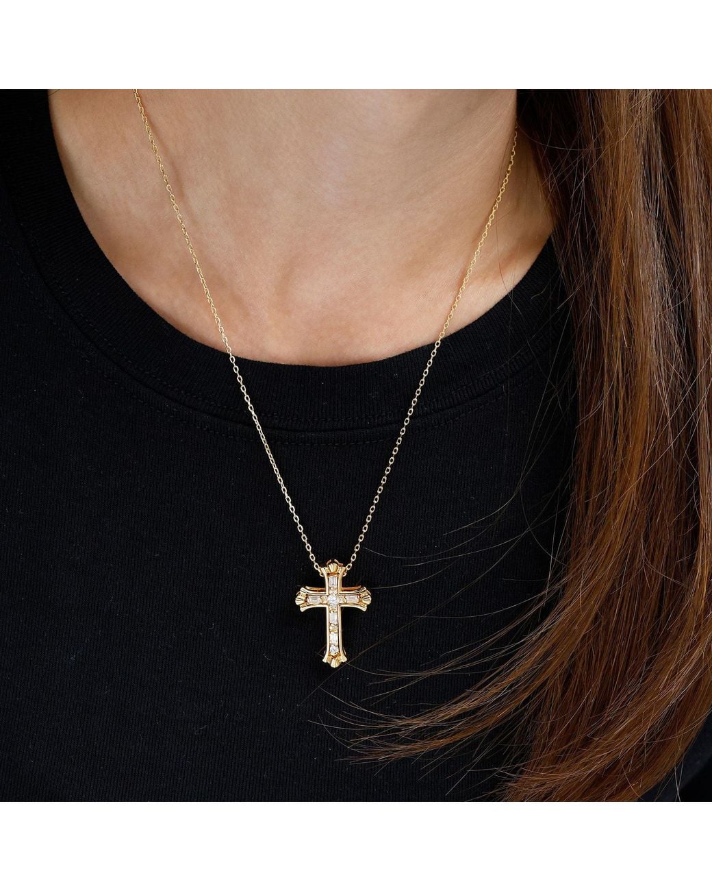 Vanimy Metallic Versatile Cross Duo Set Pendant Necklace