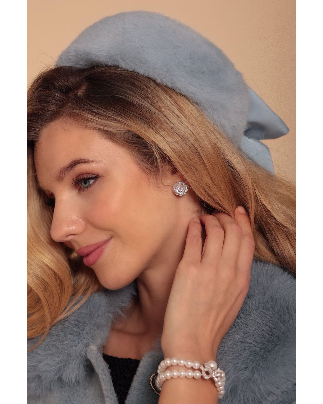 Santinni Metallic Mini 'Tsarina' Flower & Crystal Earrings