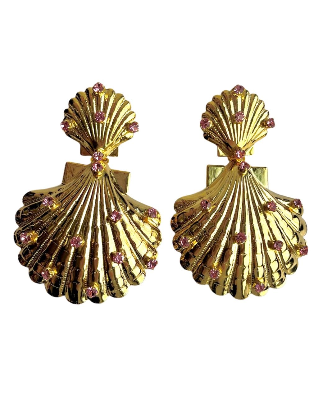 Laura Gray Metallic Crystal Shell Earrings