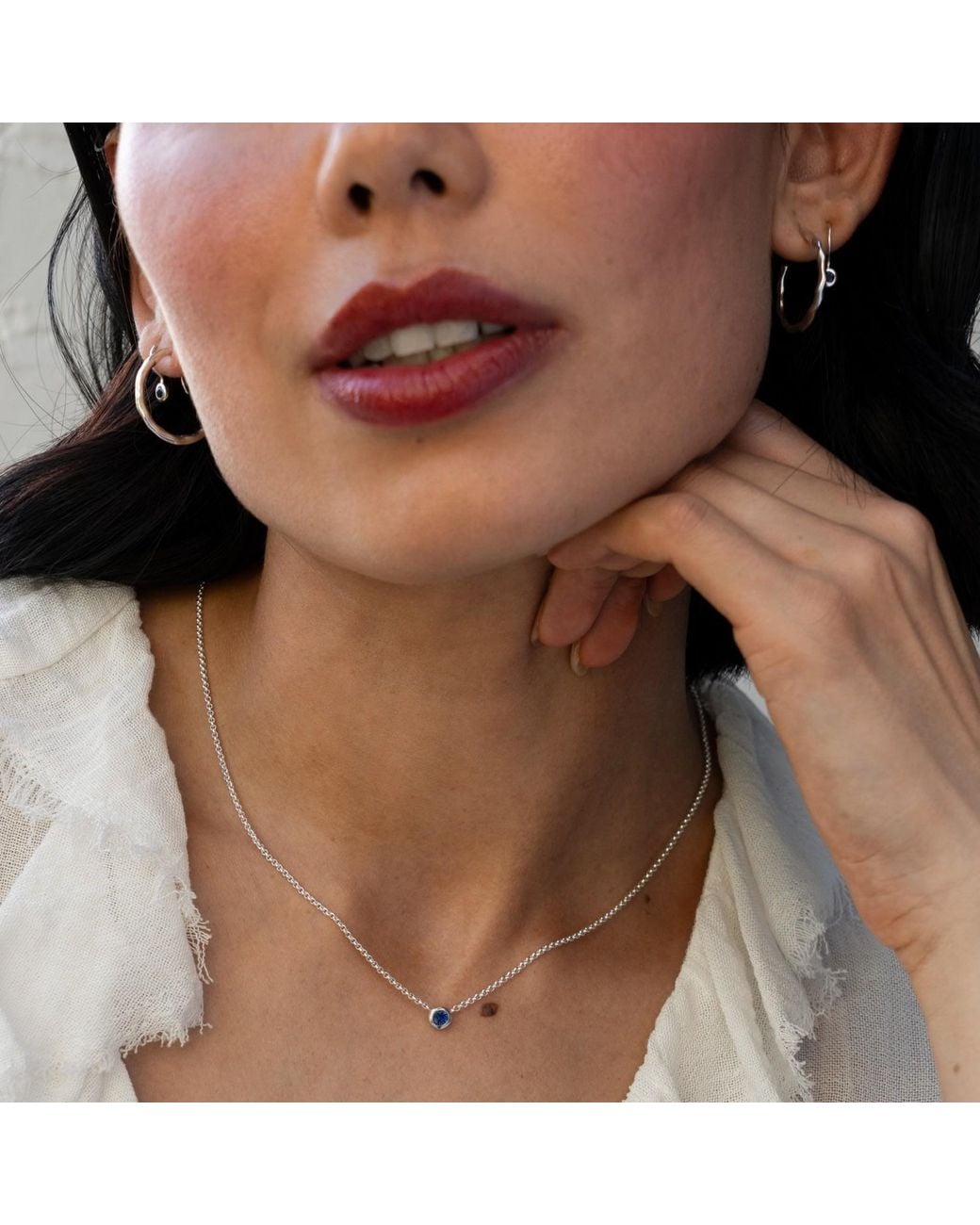 Dower & Hall White Sapphire Round Dewdrop Pendant