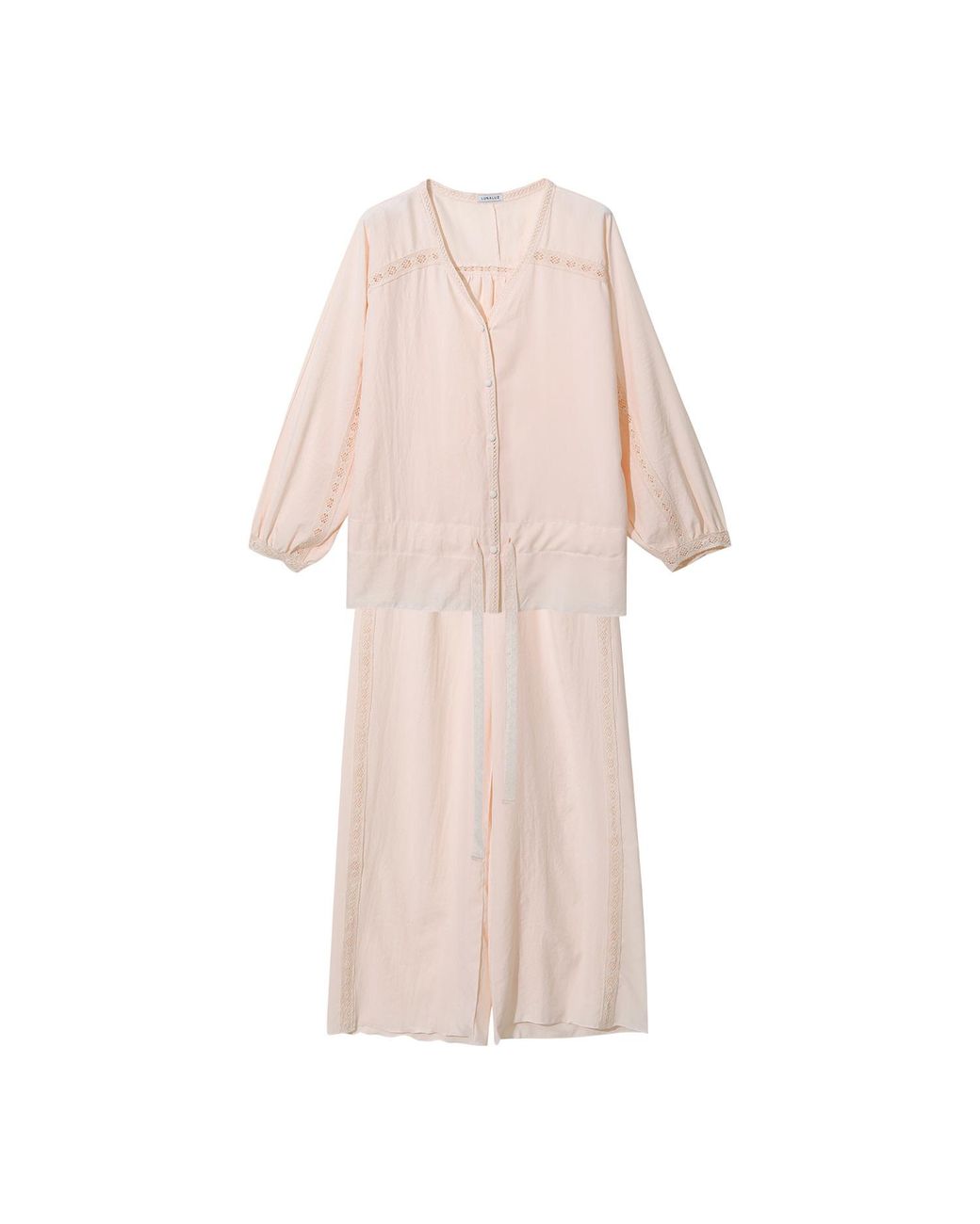 Luna Luz Pink Jessi Sand-Washed Shirt Pajama Set