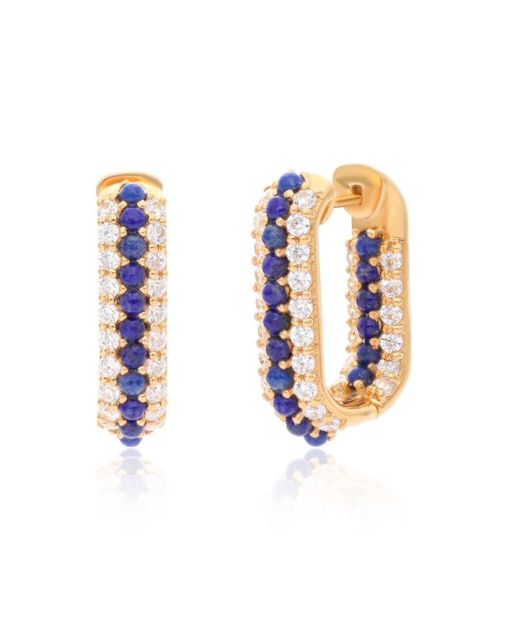 Preeti Sandhu Metallic Summer Sparkle U-Shaped Lapis Lazuli Vermeil Hoops