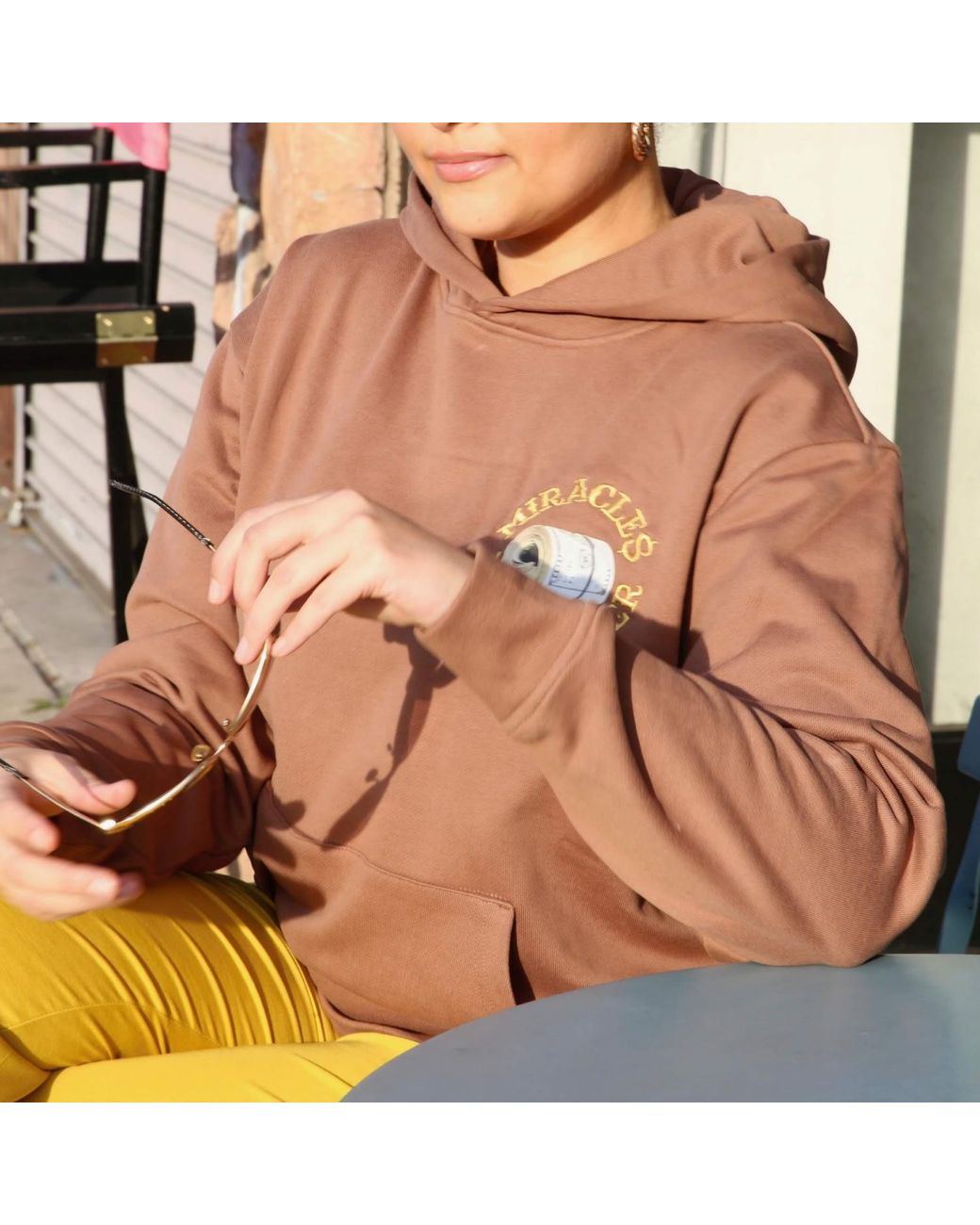 Miracles Manifester Pink Good Luck Embroidered Hoodie
