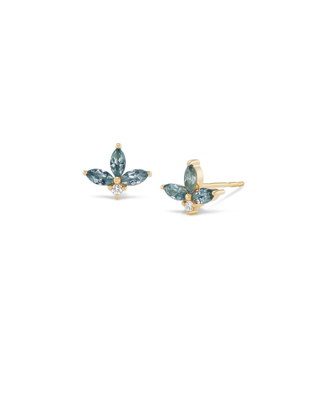 Talismania Jewelry Blue Vesper Montana Sapphire & Diamond Cluster Stud Earrings