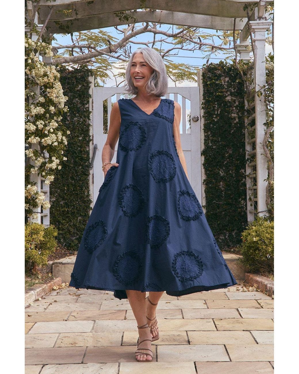 Adrift Clothing Blue Suzie Reversible Swing Dress