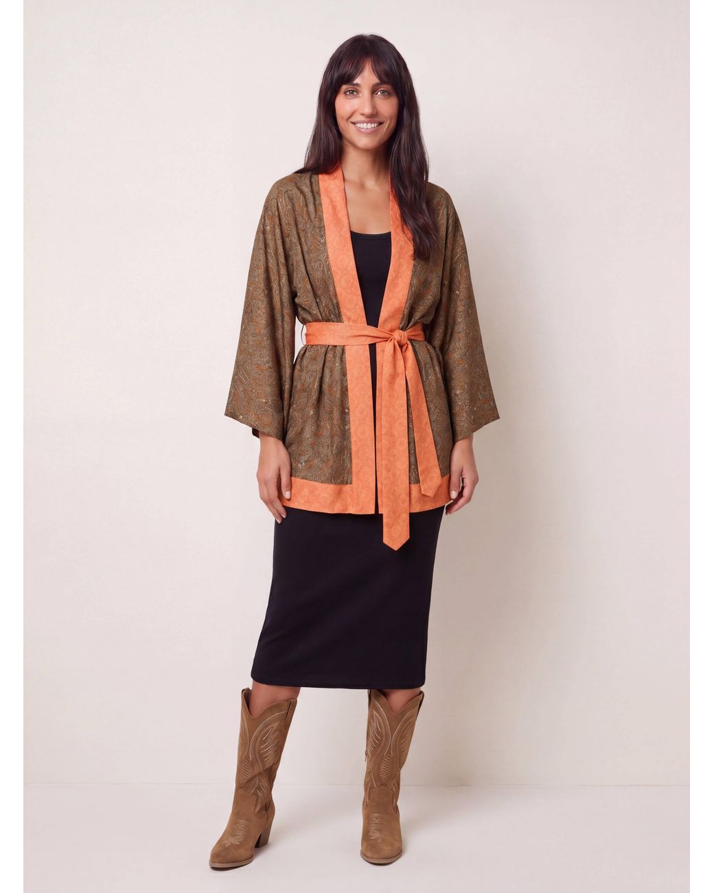Artemis Muse Brown One Of A Kind Recyled Sari Kimono Two