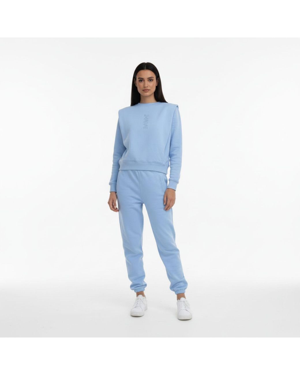 Mimhi Maison Blue Cotton Joggers With Embroidered Logo – Baby