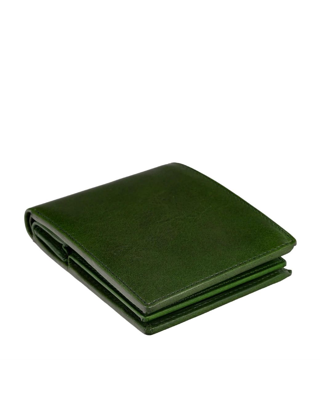 Time Resistance Green Leather Bifold Wallet for men