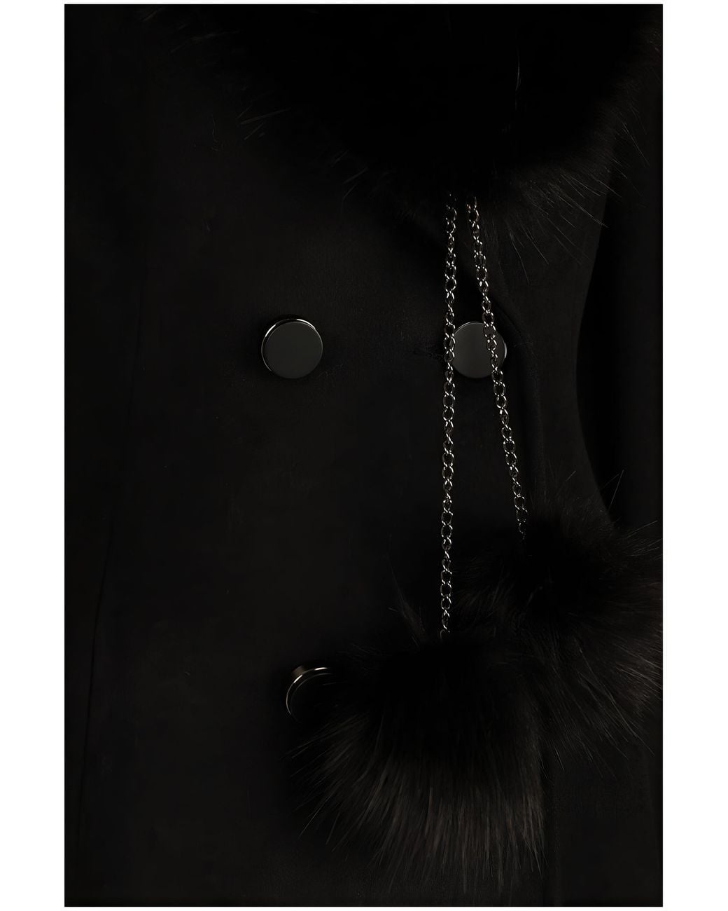 Luna Fashion House Black Wool Coat With Fur Collar, Lucy