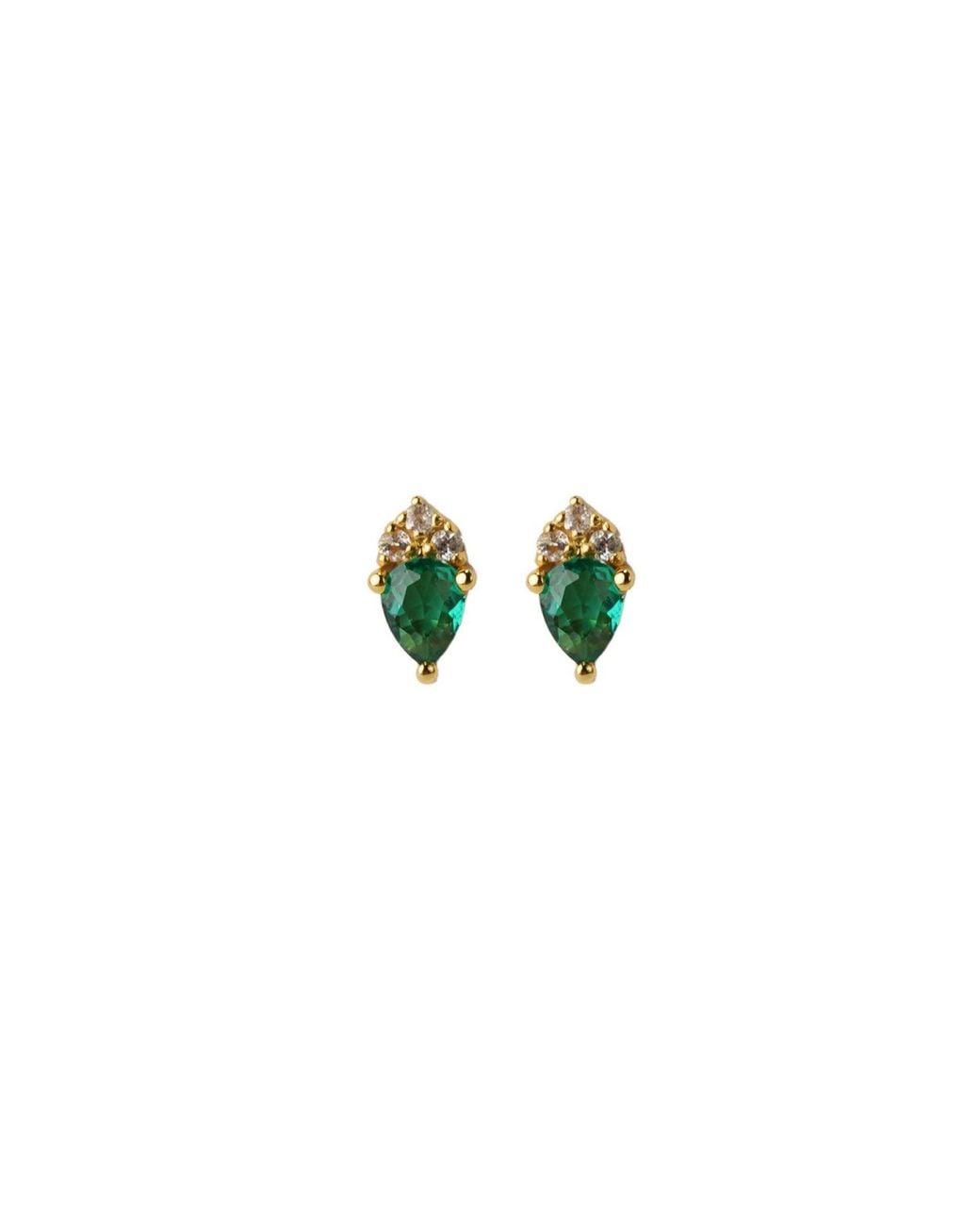 NASI SILVER Green Pear Atarah Studs- Crystal Spinel