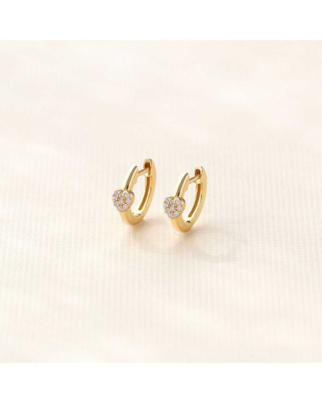Kris Nations Metallic Heart Crystal Huggie Hoop Earrings