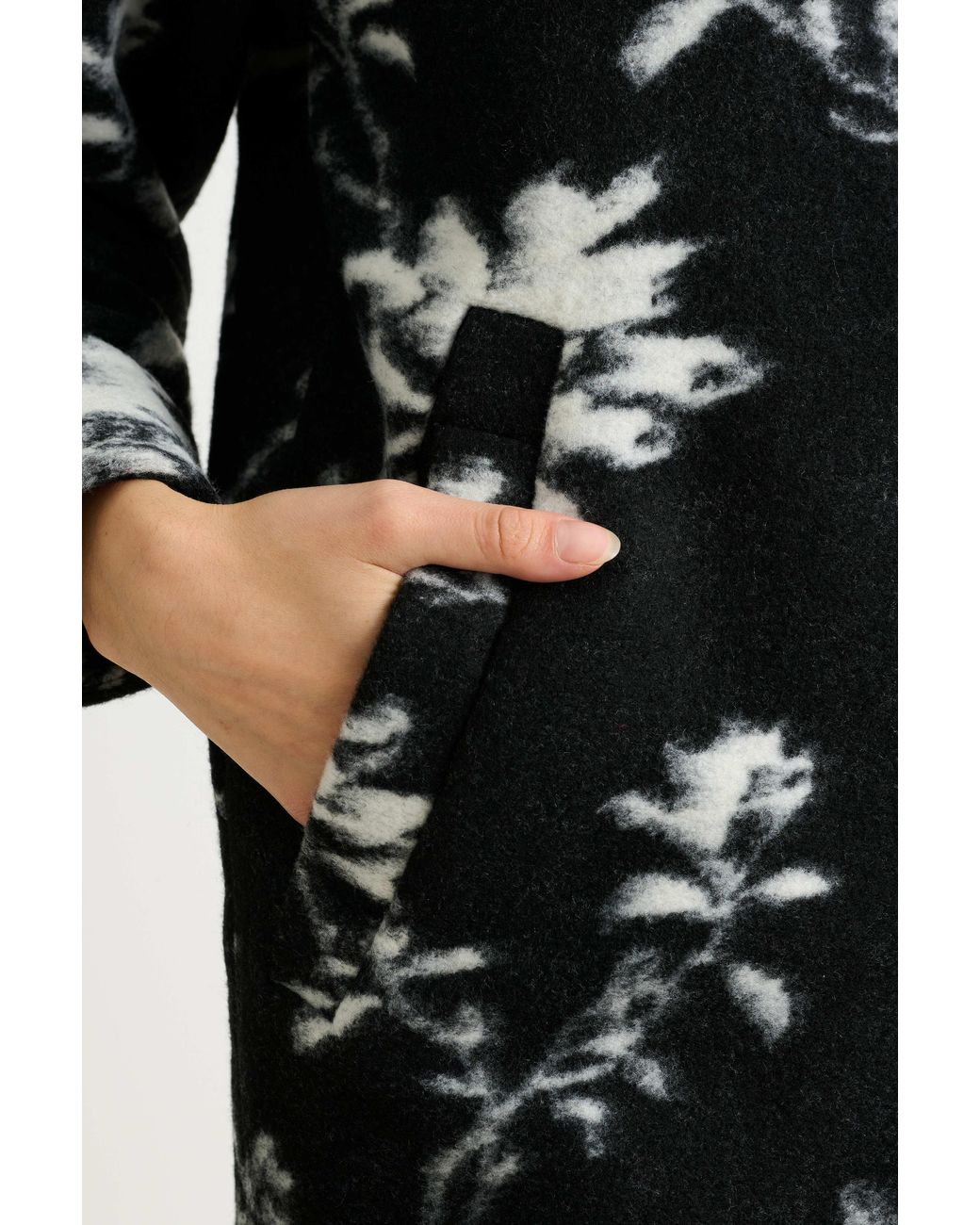 Louche Black Donalda Power Bloom Funnel Neck Coat