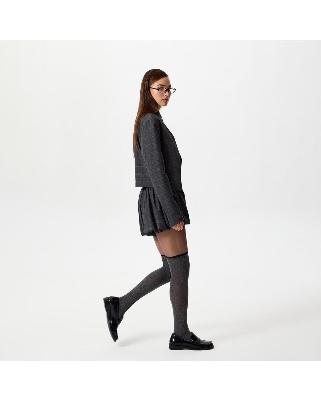 Thisisu Collection Black Romy Plaid Bubble Shorts – Dark
