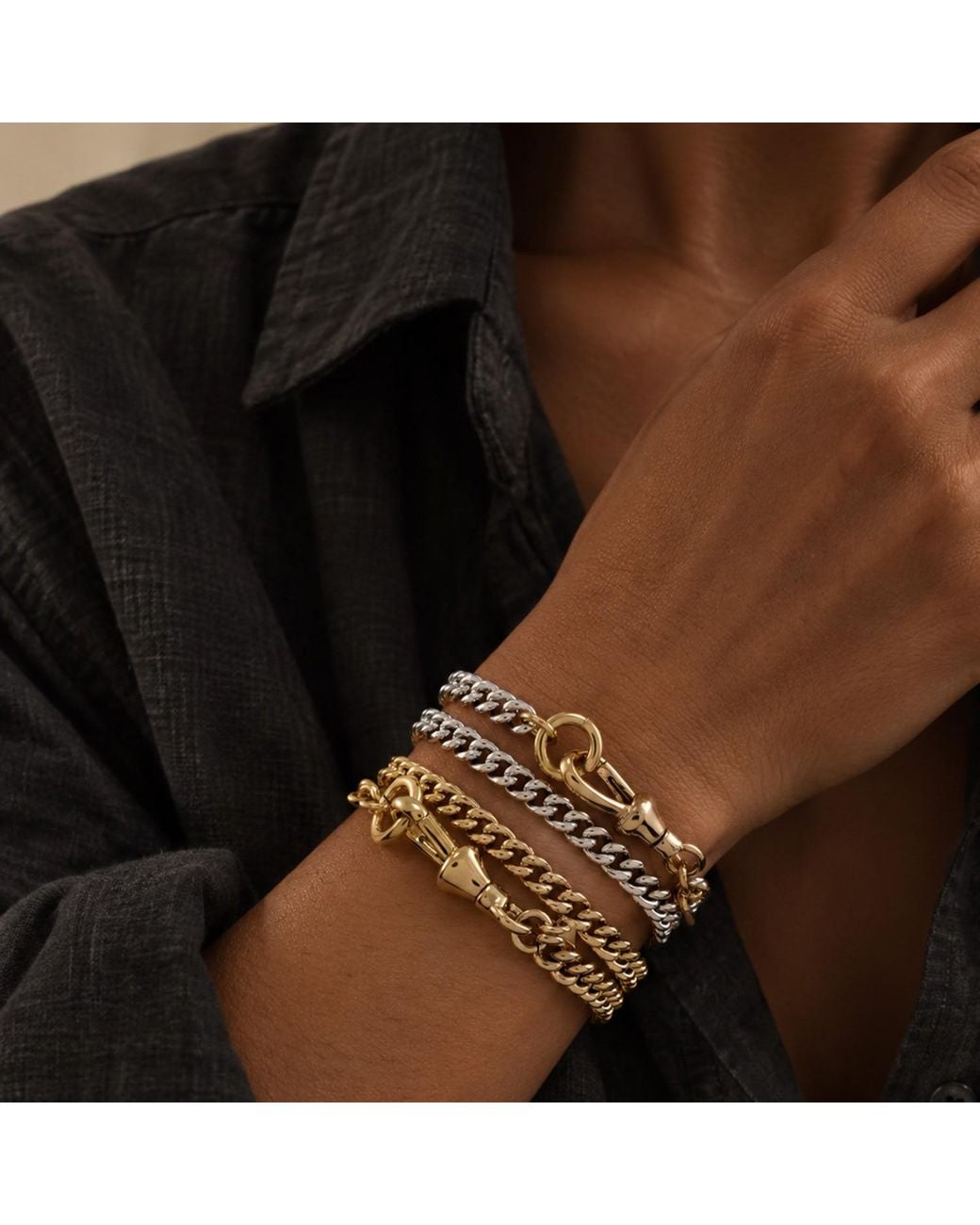 Hye Jane Jewelry Metallic Jett Double Wrap Chain Bracelet