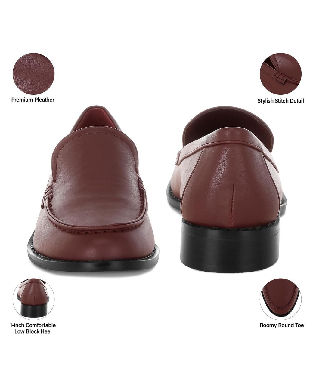 Rag & Co Brown Ninto Low Heel Pleather Loafers