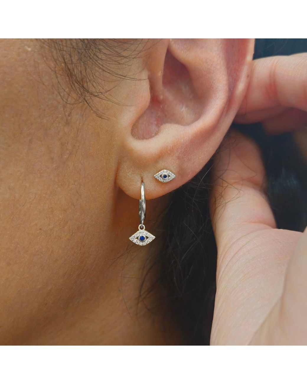 Sophelia Metallic Dainty Evil Eye Minimalist Stud Earrings