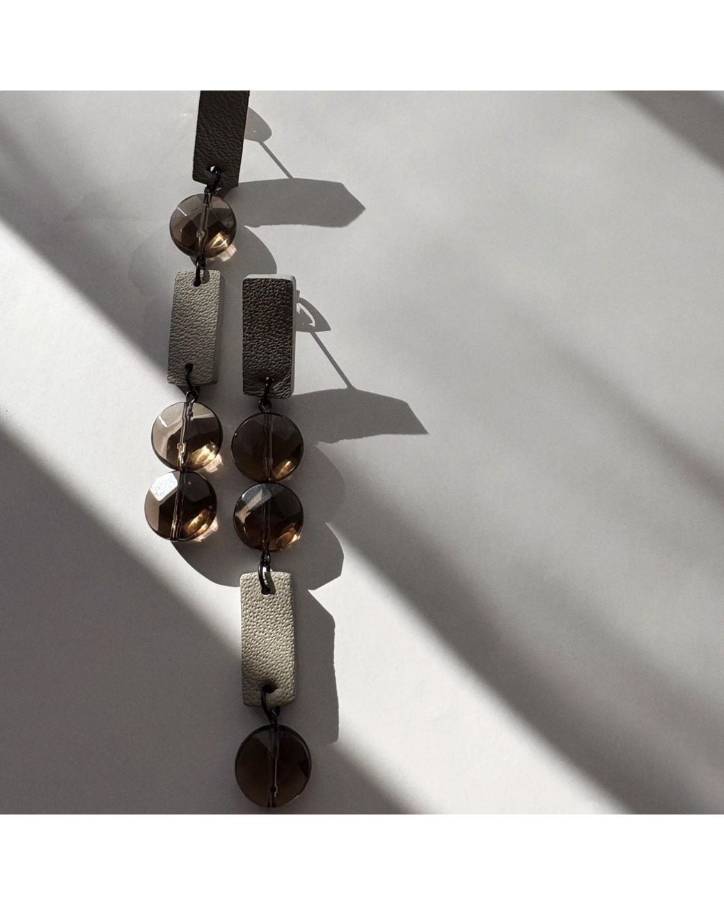 WAIWAI Metallic Neutrals Smoky Quartz Drop Earrings