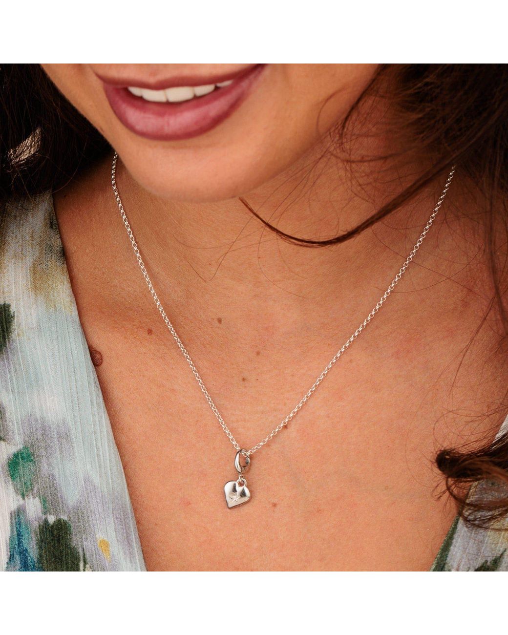 Lily Charmed Metallic Sterling Star Heart Charm Necklace