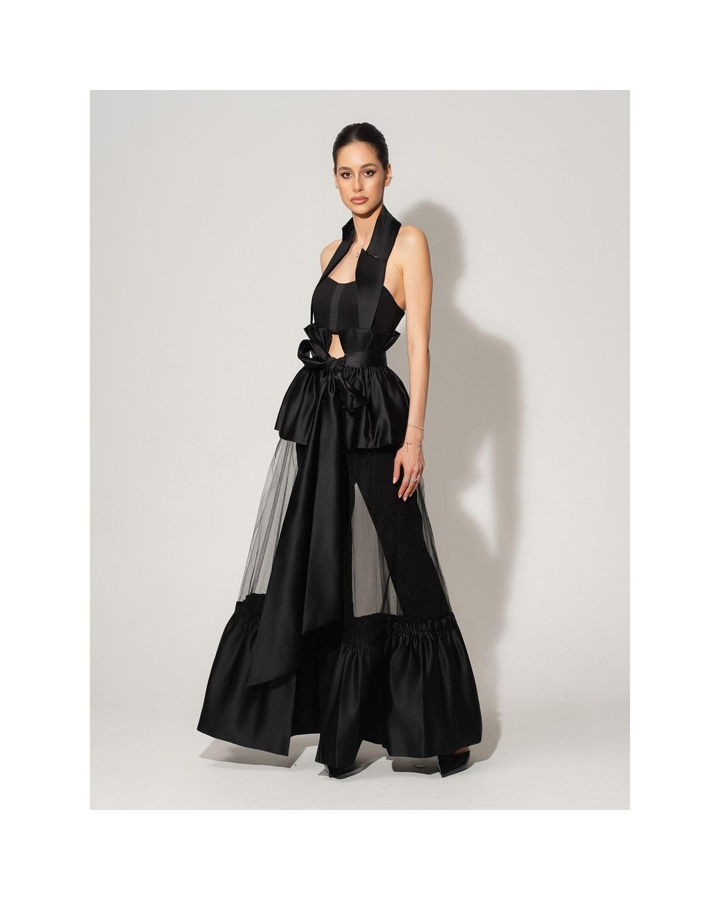 Tia Dorraine Black Fairytale Floor-Length Self-Tie Overskirt