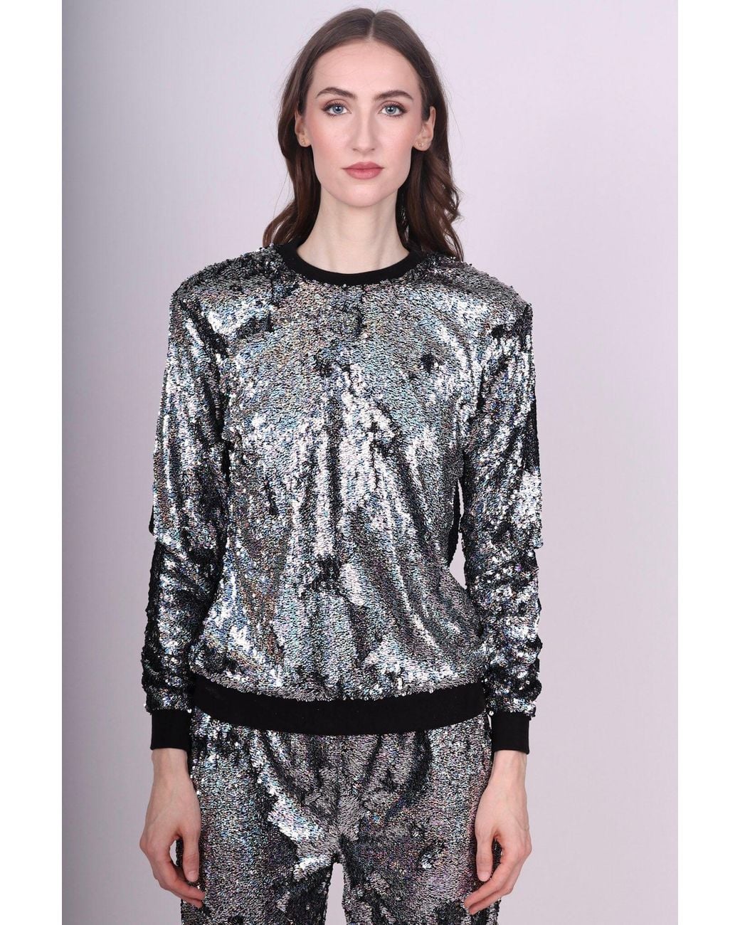 Any Old Iron Black Holographic Glitter Forever Sequin Sweatshirt