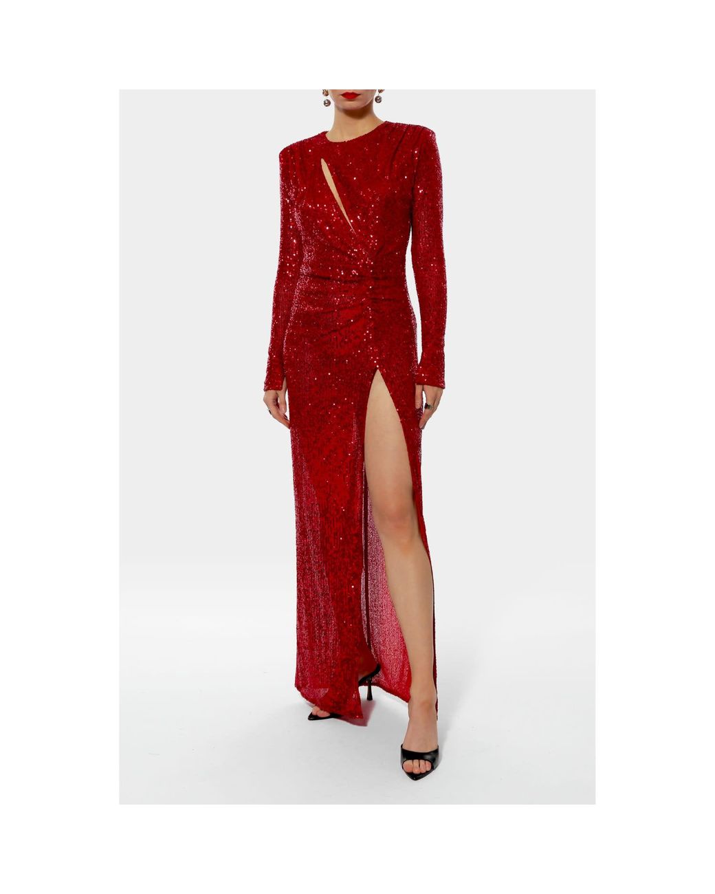 AGGI by HALEWSKI Red Adria Sparkle Sequined Maxi Dress