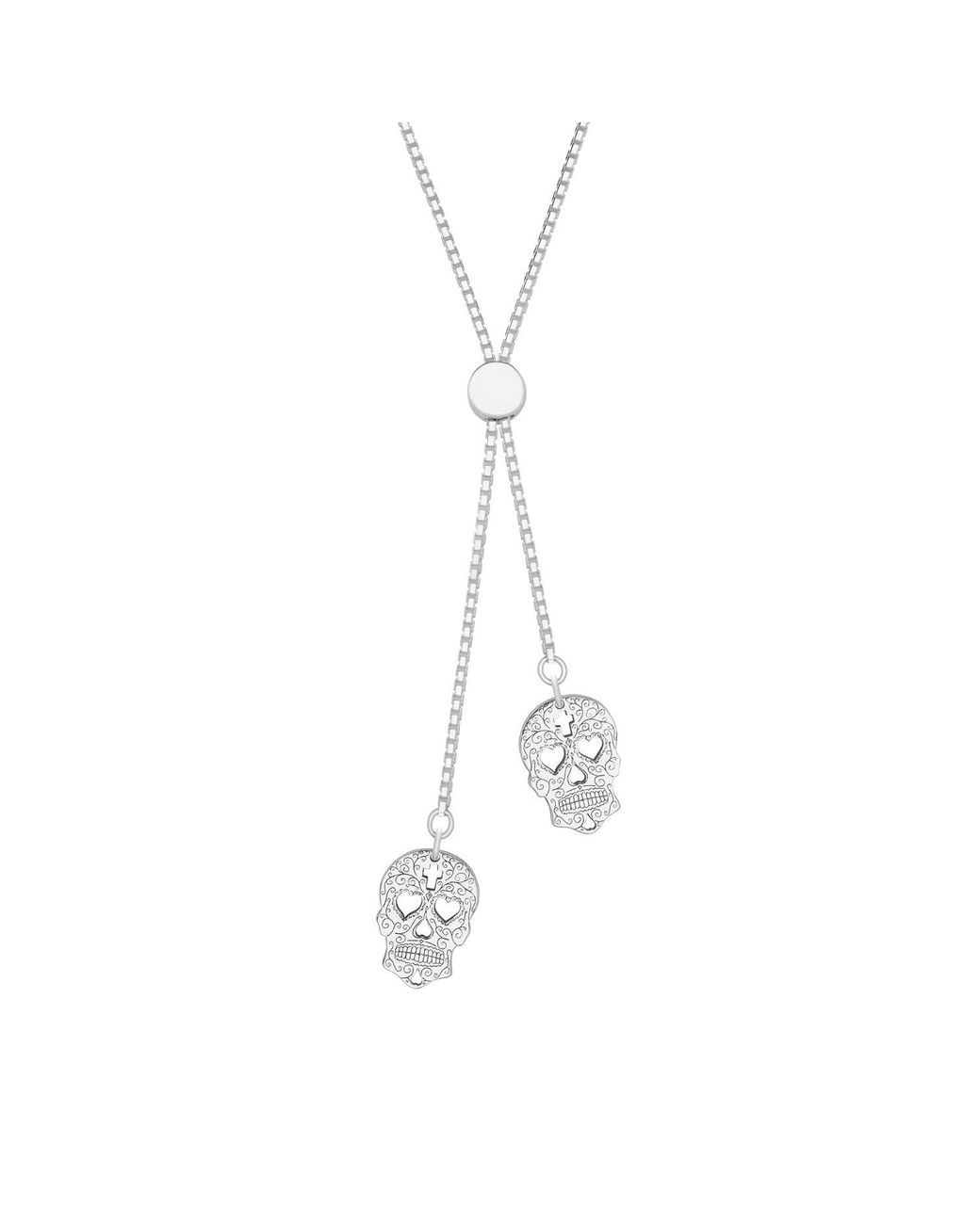 CarterGore Metallic Sugar Skull Sterling Slider Necklace