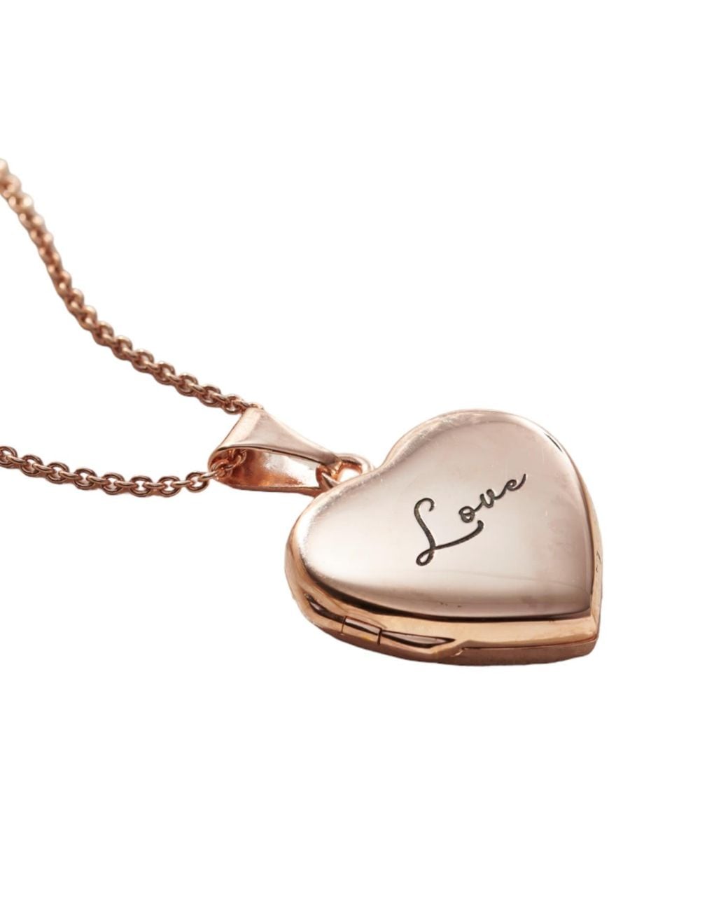 Posh Totty Designs Pink Rose Gold Plated Script 'love' Heart Locket Necklace