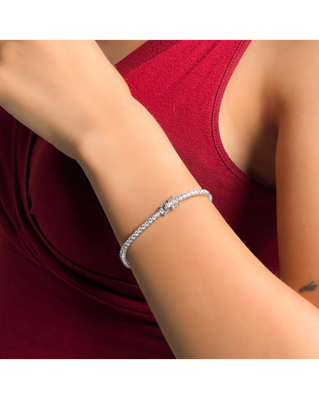 Spero London Metallic Sterling Silver Tennis Bracelet