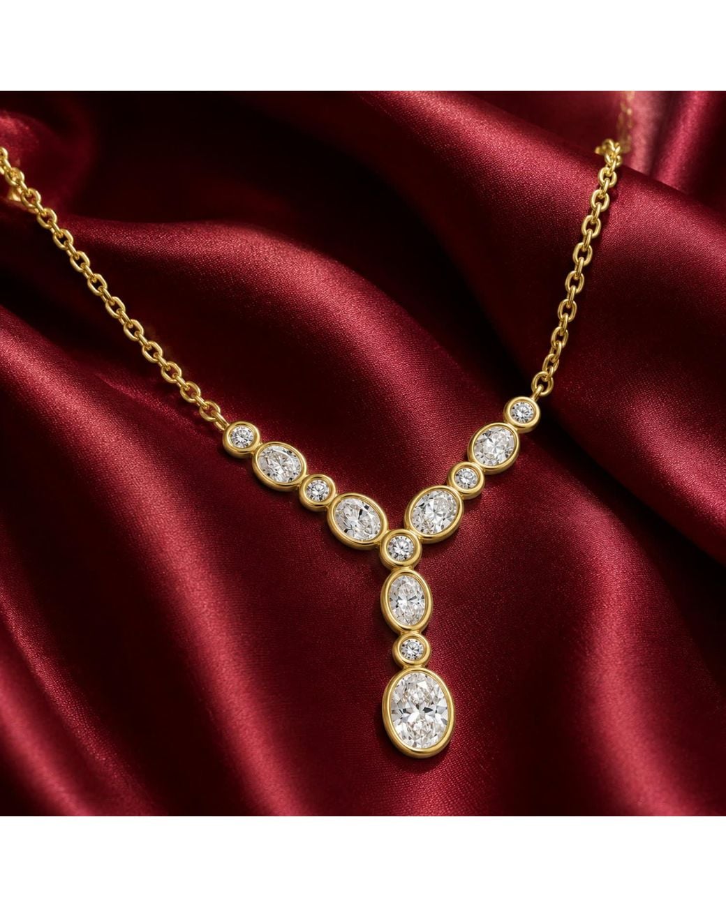 Artisan Metallic 14K Oval Diamond Station Y Necklace