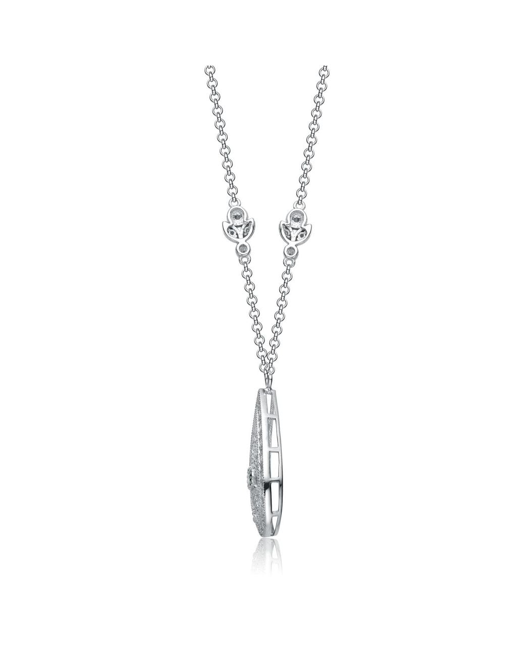 Genevive Jewelry Metallic Sterling Cubic Zirconia Stone Heart Necklace