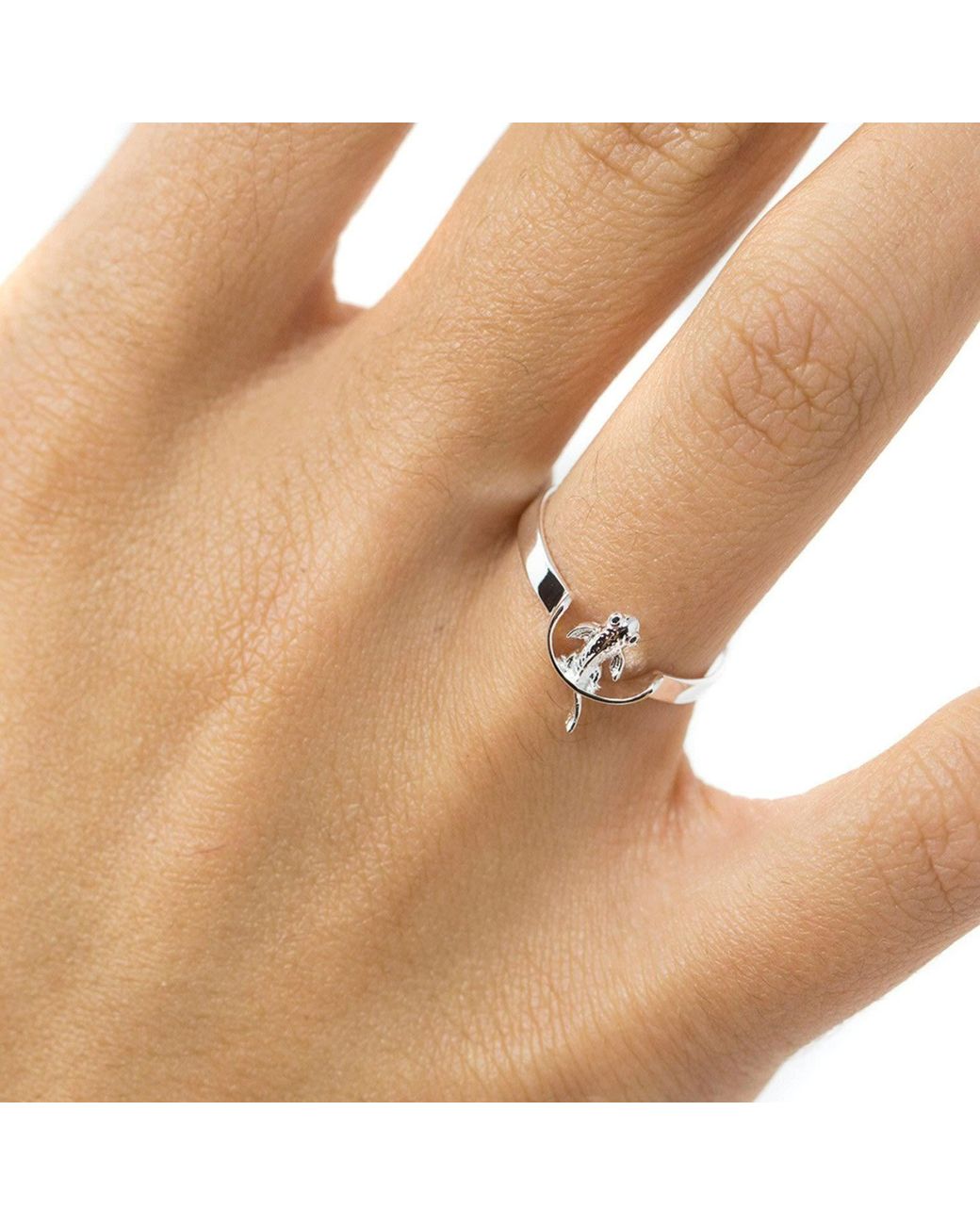 NASI SILVER Metallic Neshama Fish Ring