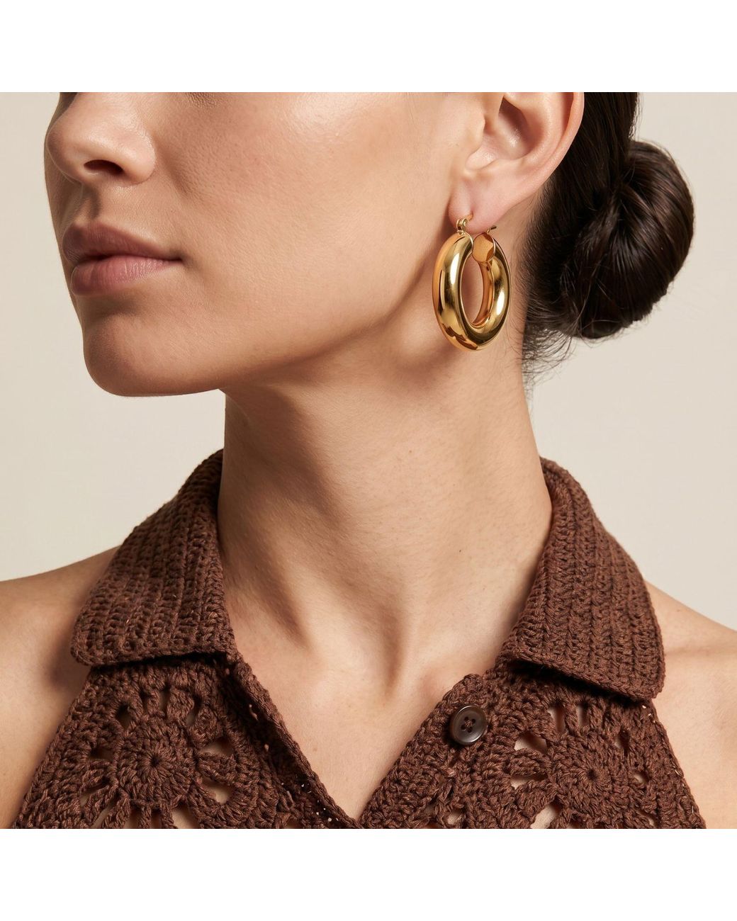 Jaredjamin Metallic Aria Chubby Hoop Post Earrings
