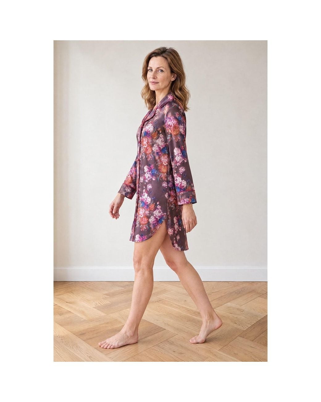 Oh!Zuza Red Lullaby Silk Nightshirt With Collar