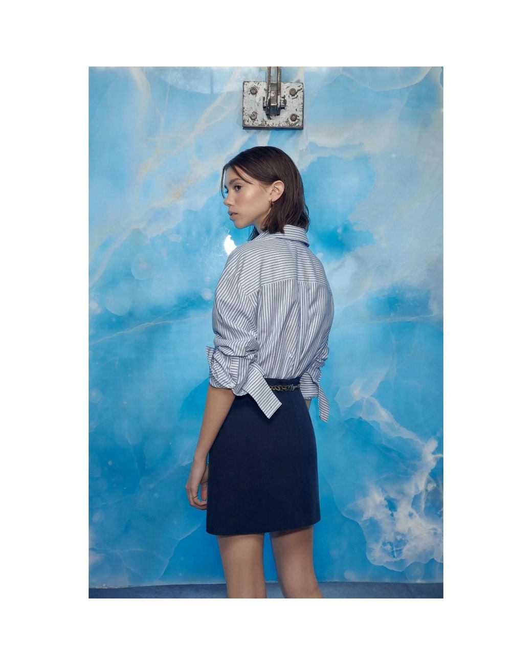 NAZLI CEREN Blue Vance A Line Mini Skirt