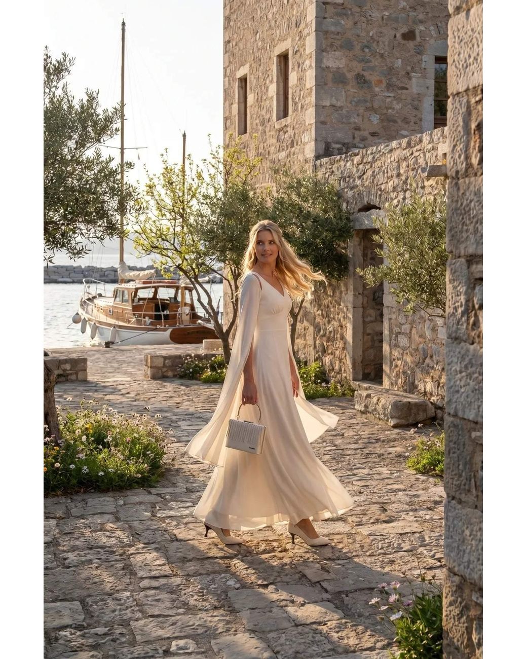 Luna Fashion House White Ivory Maxi Dress, Rebeka