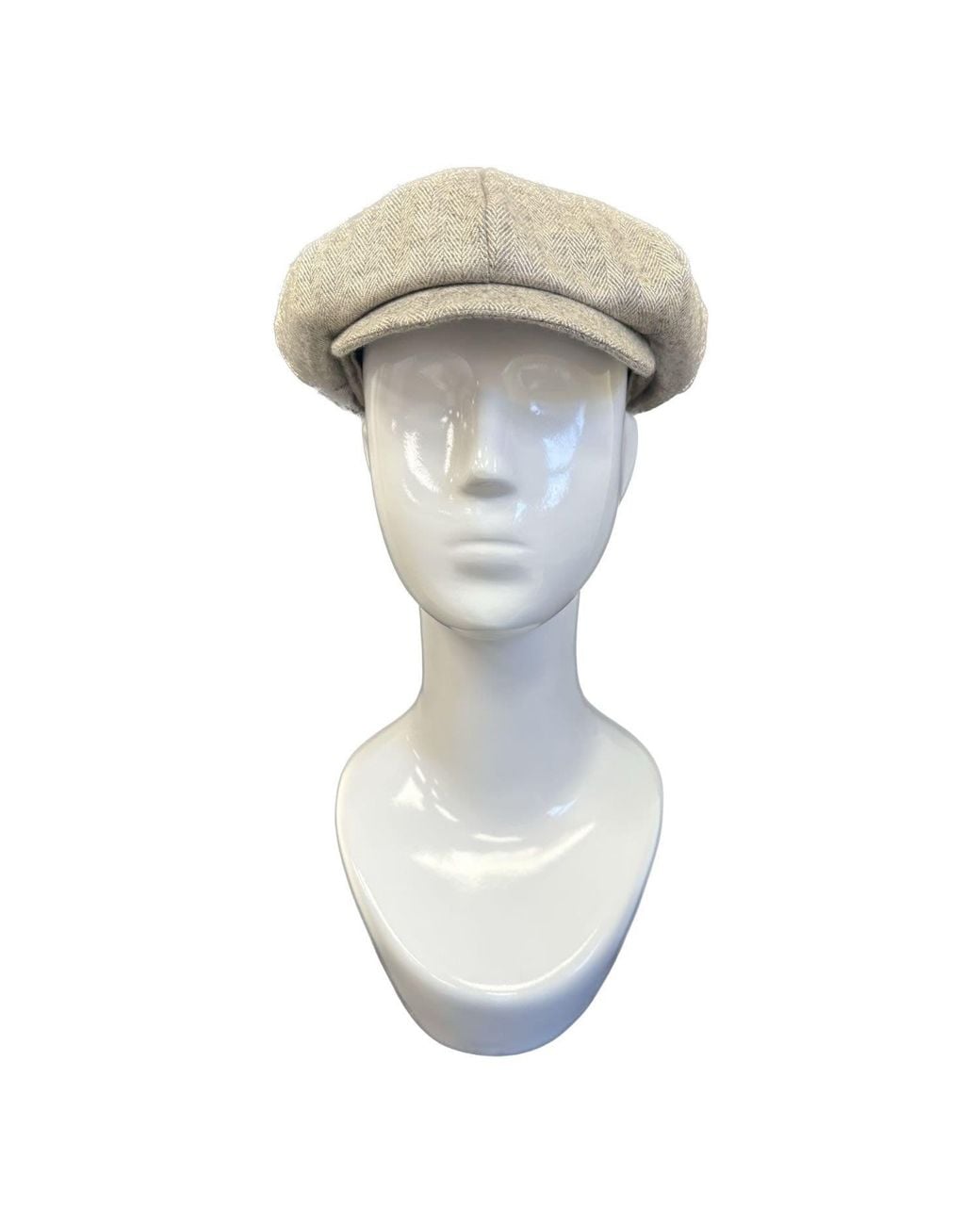Kinalba Gray Herringbone Cashmere Baker Boy Cap for men