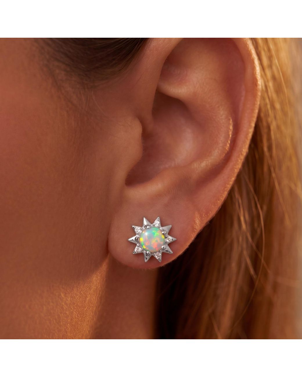 Latelita London Metallic Sunflower Opal Stud Earrings