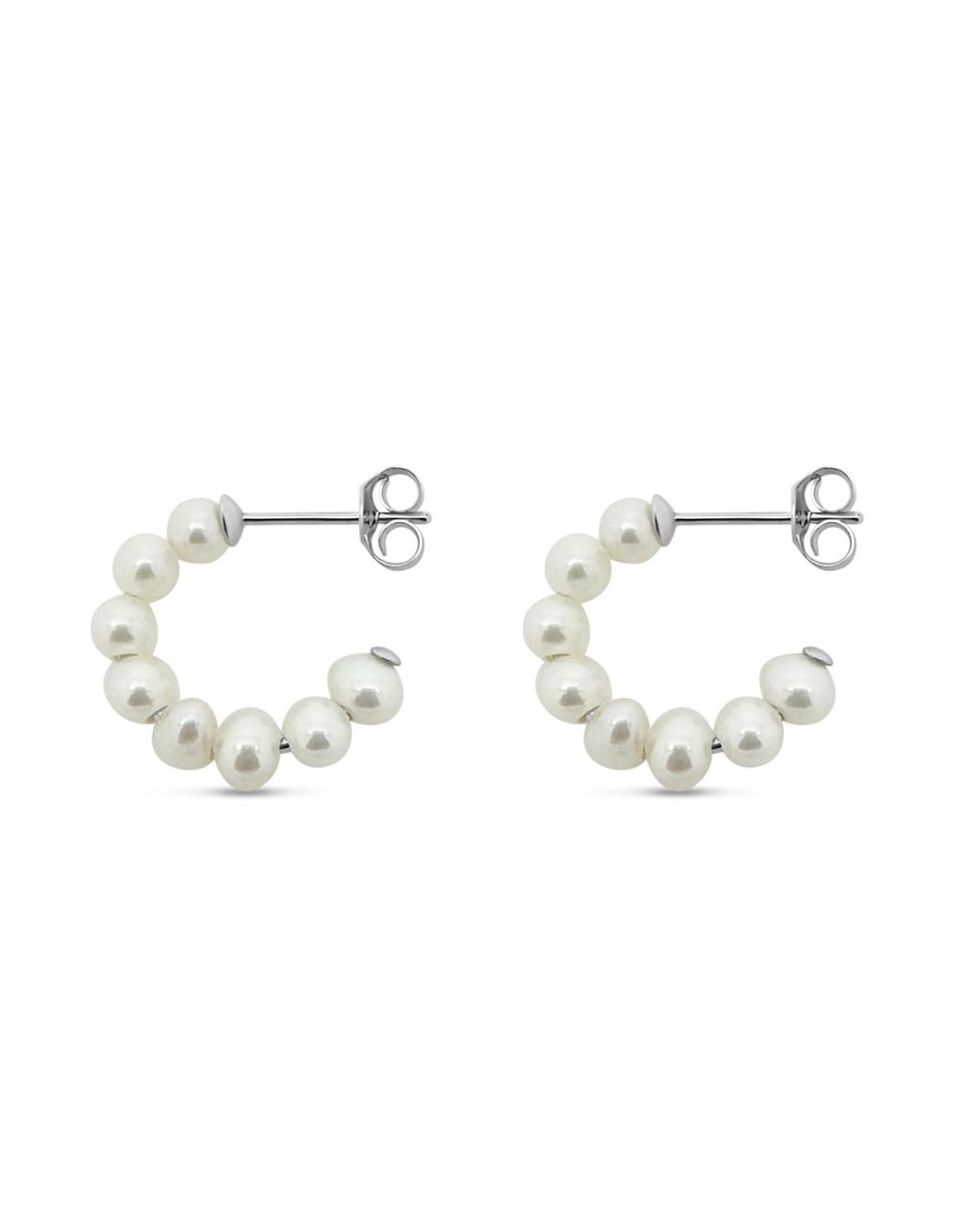 Clemence Wren Metallic Freshwater Pearl Medium Hoop Earrings