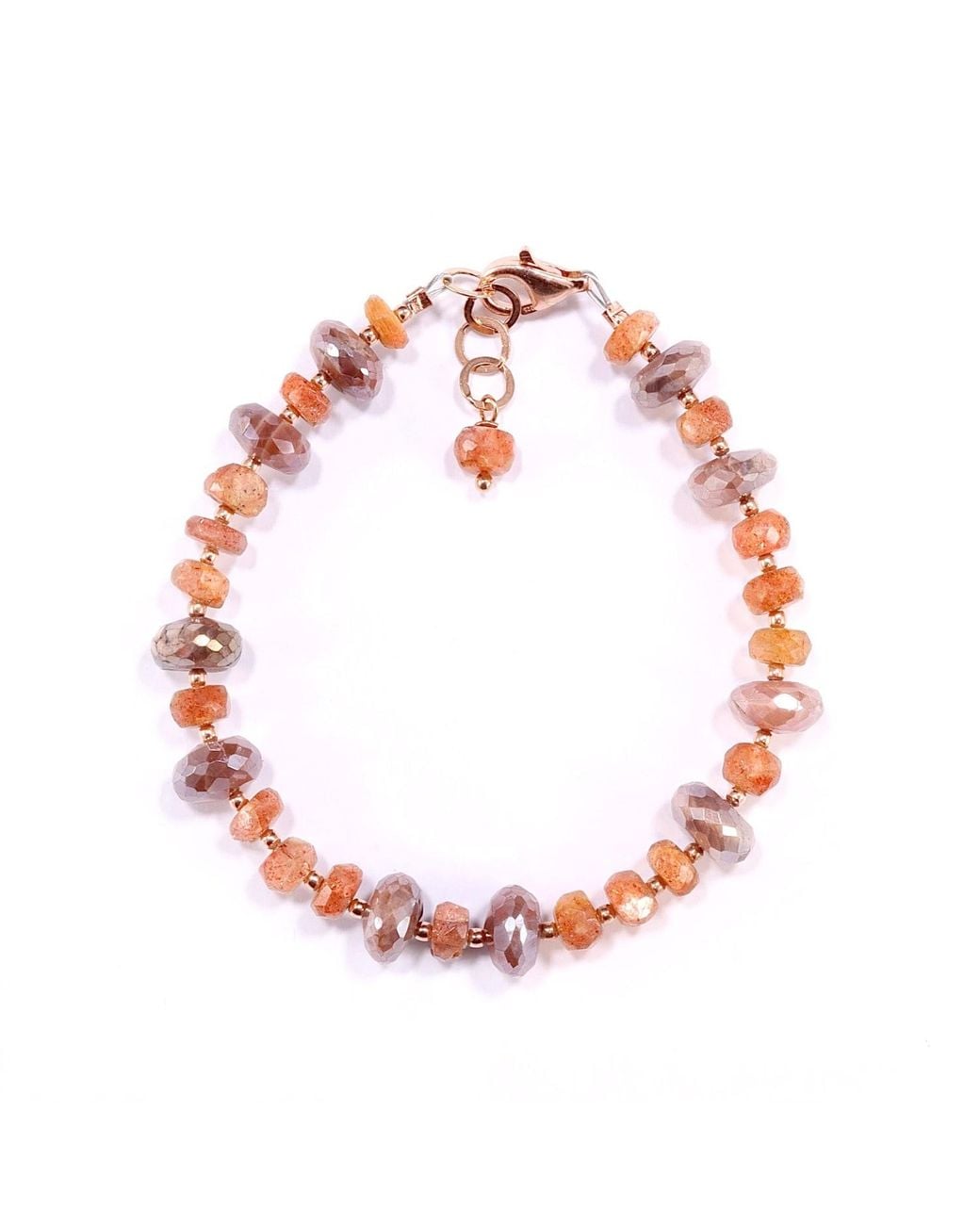 Mineralgems•Studio Pink Rose Sunstone And Moonstone Bracelet