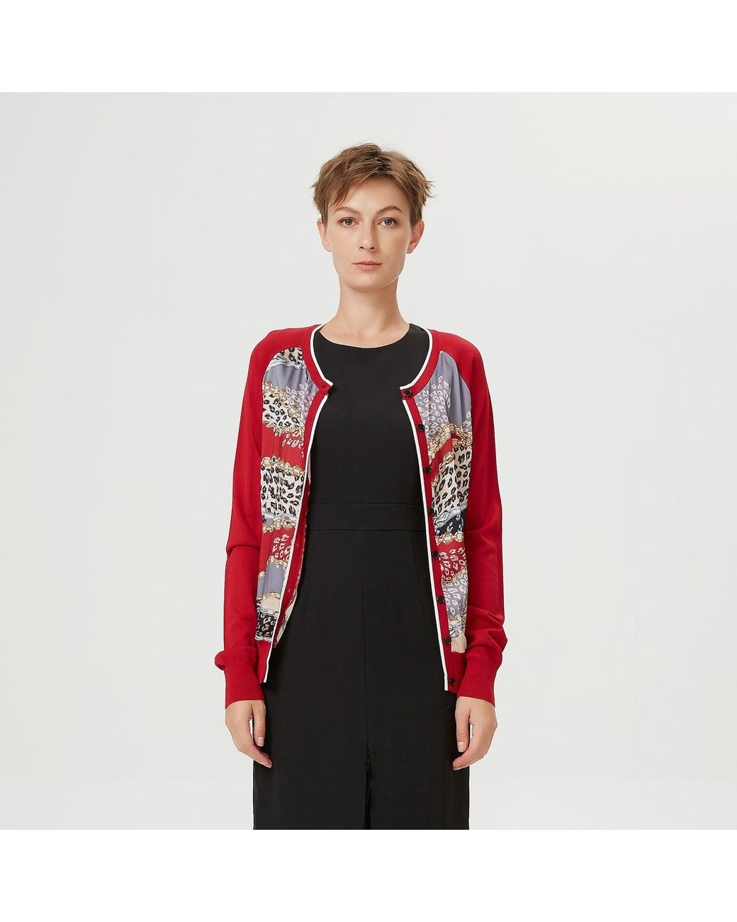 Smart and Joy Black Cardigan Printed